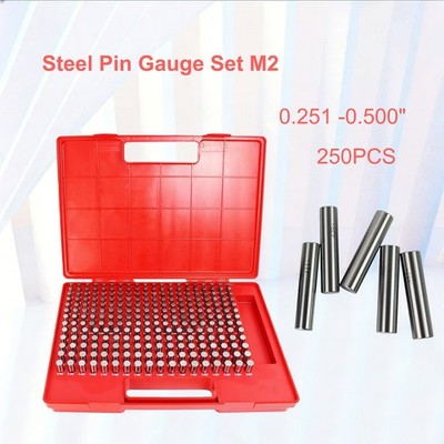 250 Pc M2 .251-0.500'' Steel Plug Pin Gage Set Minus Plus Pin Gauges Metal Gage