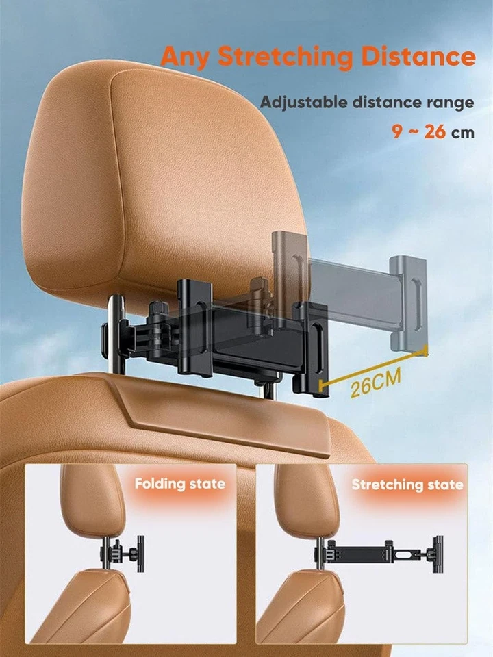 Car Tablet Holder, Headrest Tablet Mount Headrest Stand Cradle Compatible - Image 4 of 4