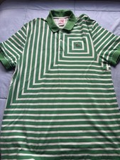 Rare Lacoste L VE Men s Green/White Striped Short Sleeve Polo Collared Size 5