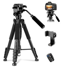75  Heavy Duty Camera Tripod with Phone Holder  Travel Bag, Max Load 16LB, DSLR