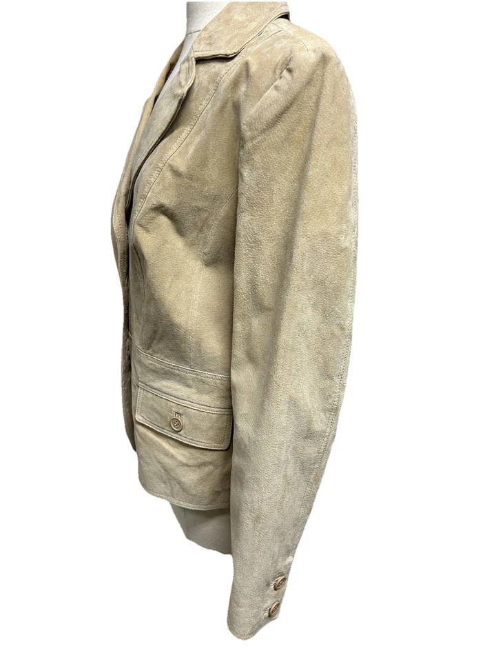 Chaqueta blazer de gamuza tostada para mujer talla XL Foto 3 de 4