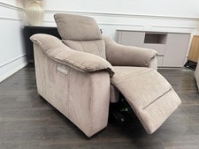 Sofology Carrera Power Recliner Armchair In Beige Chenille Fabric