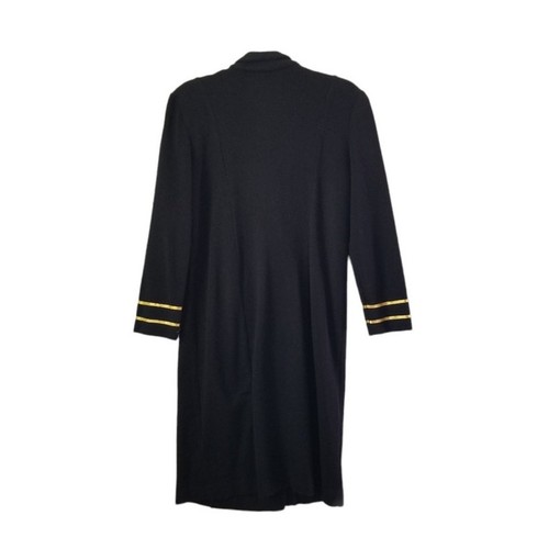 Vintage Liz Petites Inc Black and Gold Military Style Cardigan Jacket size 12 - Picture 2 of 10