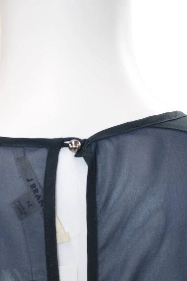 J Brand Womens Sheer Two-Toned Long Sleeve Pullover Blouse Top Navy Size M - Image 4 of 4