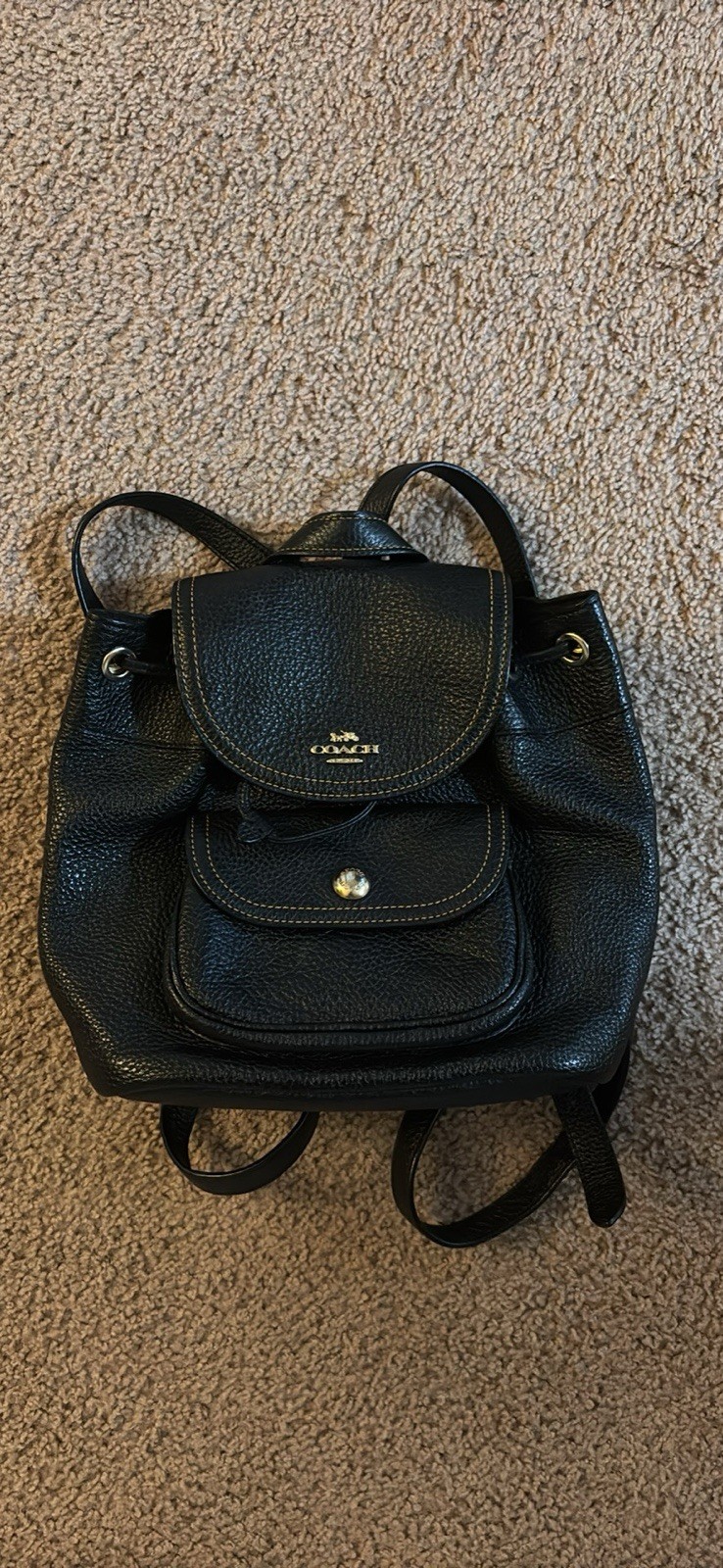 Coach Pebble Leather Drawstring Backpack (Style F… - image 1