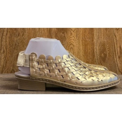 Rieker Woven Slingback Casual Heels Shoes Women's Size 40 US 8.5 Gold