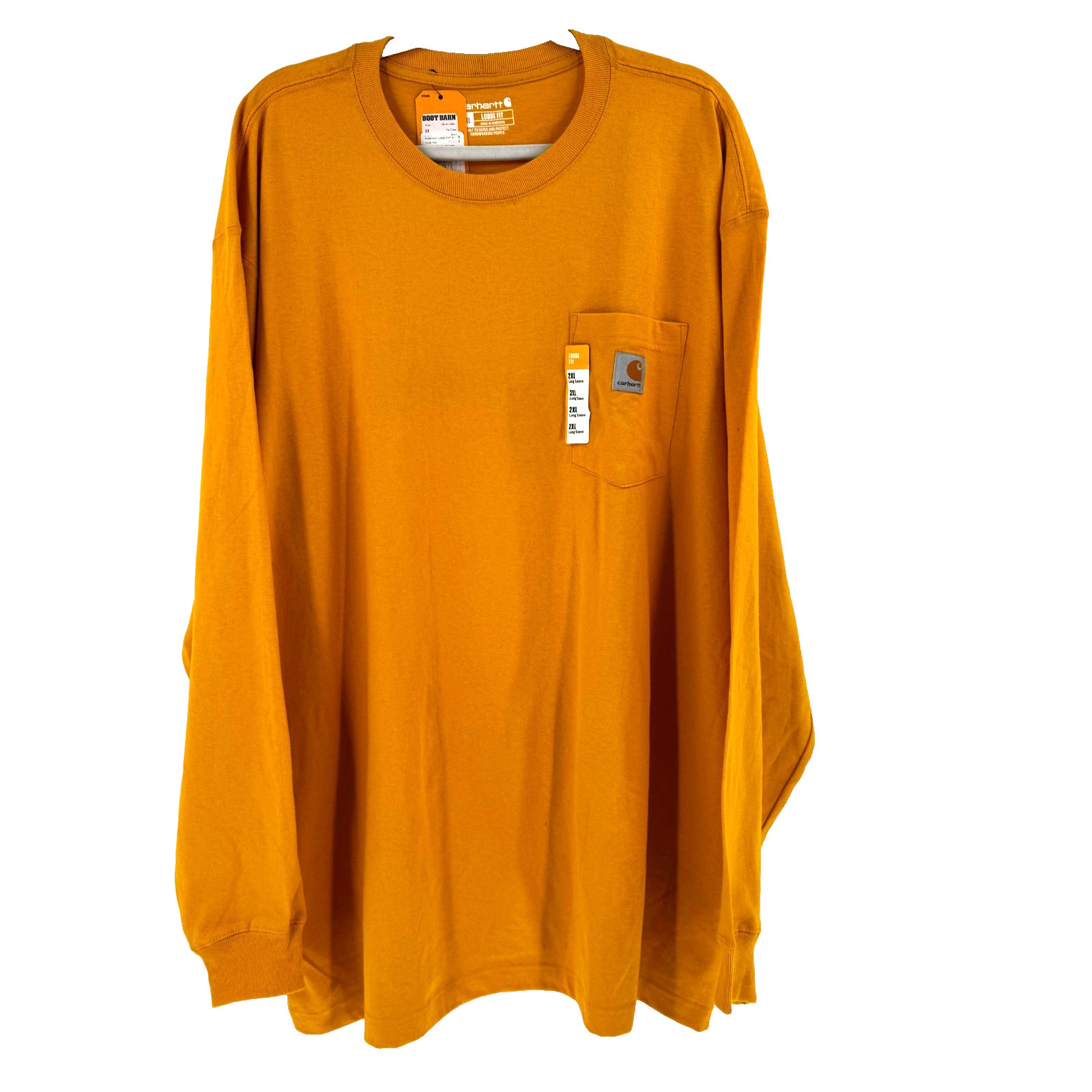 NEW Carhartt K126 Men's Loose Fit Heavyweight Logo Pocket T-Shirt 2XL Yellow