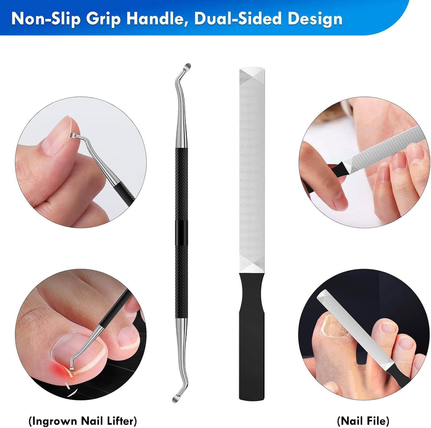 Professional Ingrown Toenail Tools Kit for Seniors,Wide Jaw Straight Nail Clippe