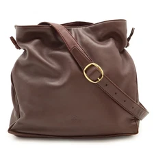 LOEWE Anagram Nappa Leather Shoulder Bag Bordeaux Used