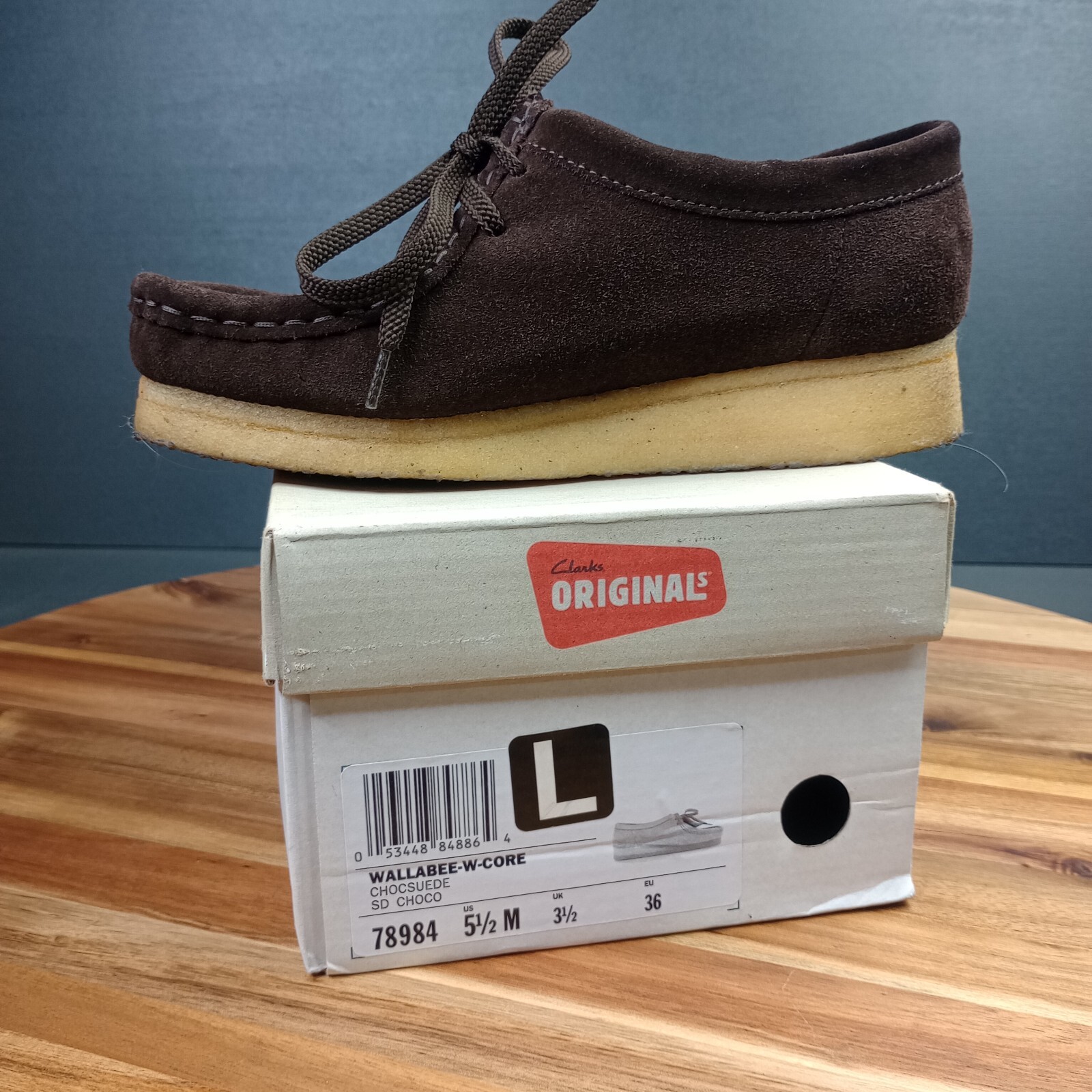 SAOLA Clarks Originals Wallabee donna taglia 5 5 M marrone scamosciato suola crepe 78984 preppy