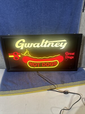 AWESOME GWALTNEY HOT DOGS LIGHT UP SIGN BIG 8 S GREAT DOGS SMITHFIELD VIRGINIA