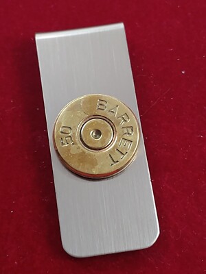 BARRETT .50 CALIBER HEAD STAMP on Brushed-Finish Stainless Steel Money Clip