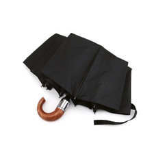 Wooden Curved Handle Umbrella Double Canopy Automatic 3 Folding wind resistant