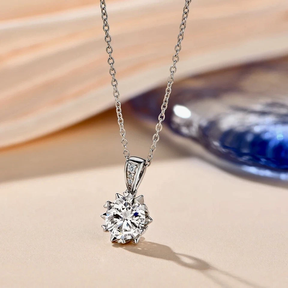 1ct Necklace Pendant White Gold Diamond Test Pass Lab-Created VVS1/D/Excellent - Image 2 of 4