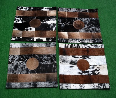 100% NEW COWHIDE LEATHER CUSHION COVER RUG COW HIDE (4 CUSHION COVER) SA-636