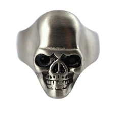 Black Eyes, Stainless Steel Brushed Skull Ring 182