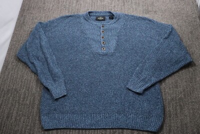 RedHead VTG Y2K Henley Fisherman Sweater Men's XL Knit Heavyweight Blue Grunge
