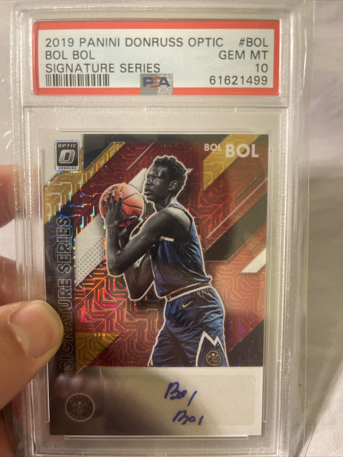2019-20 Donruss Optic Choice Prizm Signature Series Bol Bol RC AUTO PSA 10