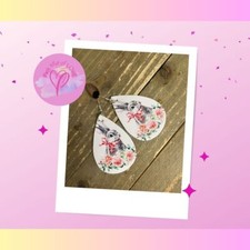 Easter Bunny Faux Leather Teardrop Wire Earrings