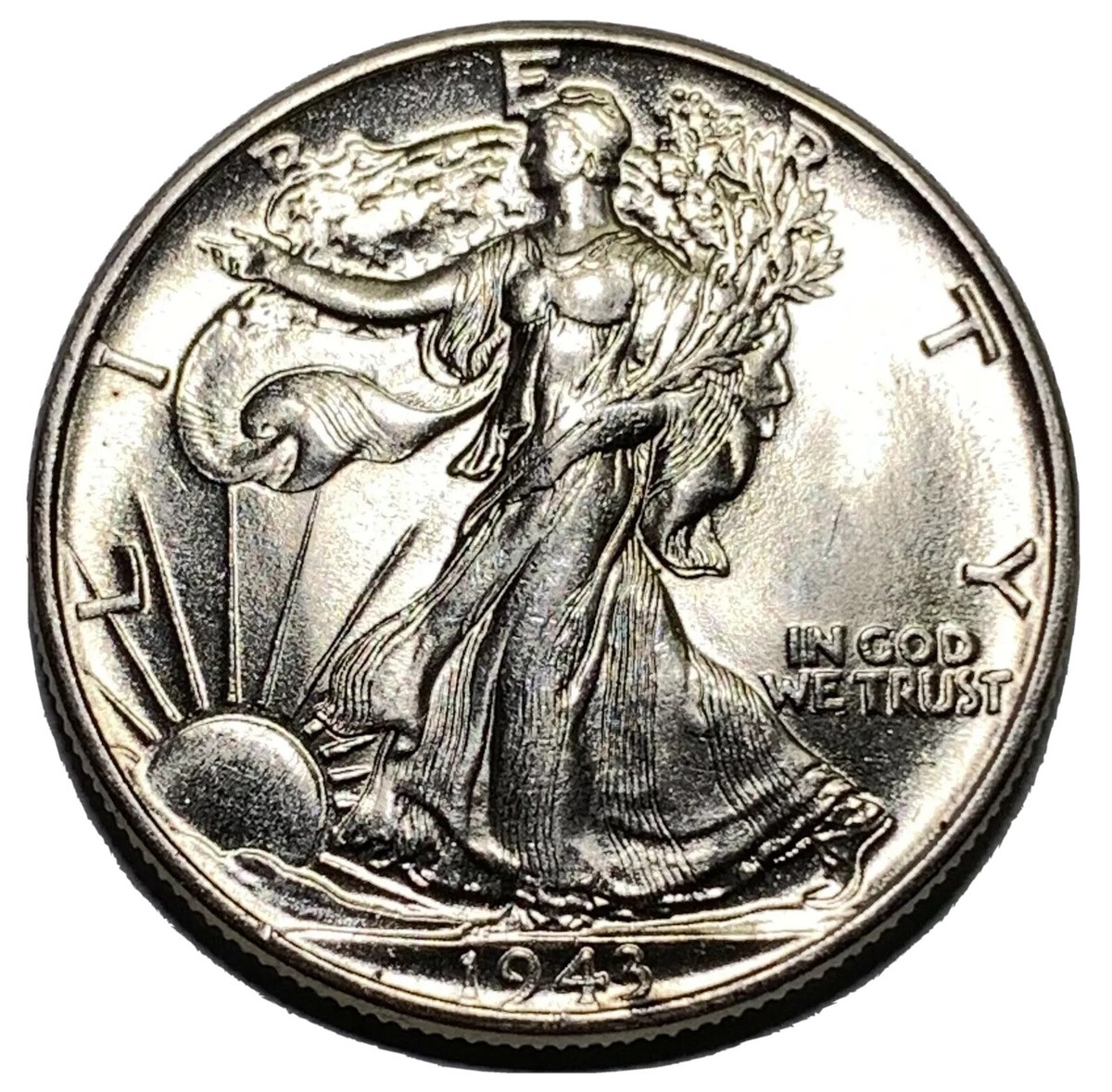 1943 Gem BU MS UNCIRCULATED Walking Liberty Silver Half Dollar