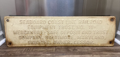Vintage Seaboard Coast Line Railroad Trust 11 Baltimore MD geprägtes Stahlschild
