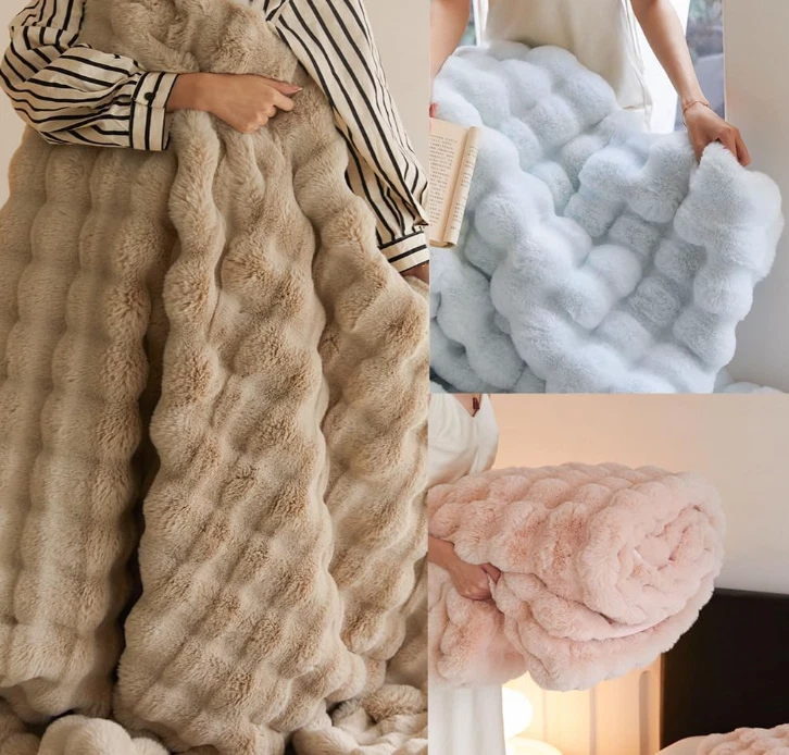 Cobertor de coelho feminino, The Bunny Blanket, cobertor de pele sintética macia e difusa - Imagem 3 de 4