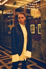 Upcycled Black Embellished Blazer Womens Size Large Sequins