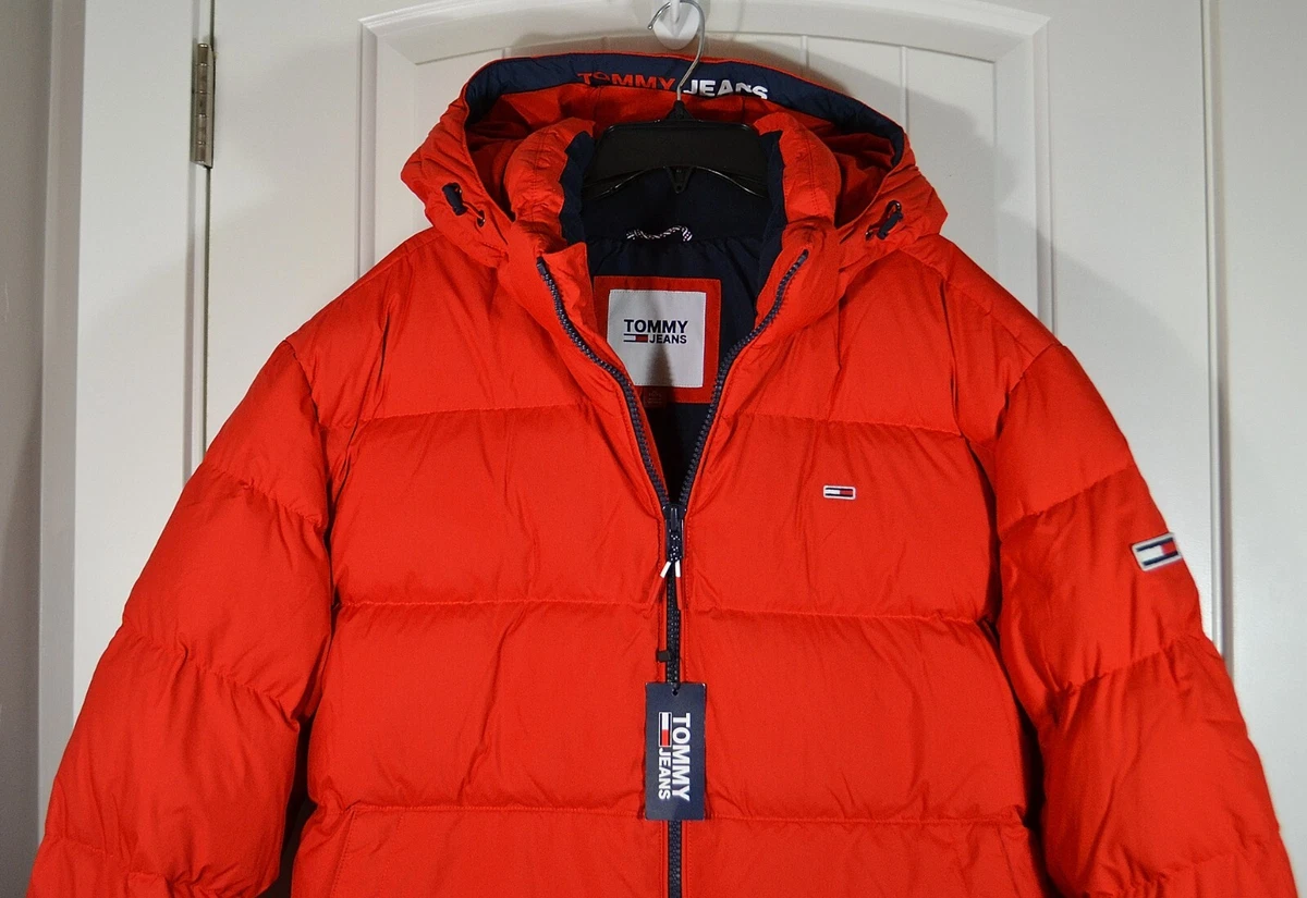 NWT MEN TOMMY HILFIGER RED DOWN COAT FULL ZIP PUFFER JACKET SZ XL | eBay