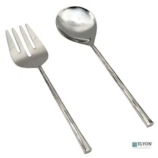Elyon Sardar Reflective Silver Salad Serving Set Indian Artisan Made Hostess Set