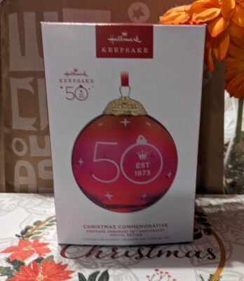 Pink Commemorative Glass Ball Ornament 50th Anniversary Special Halmark