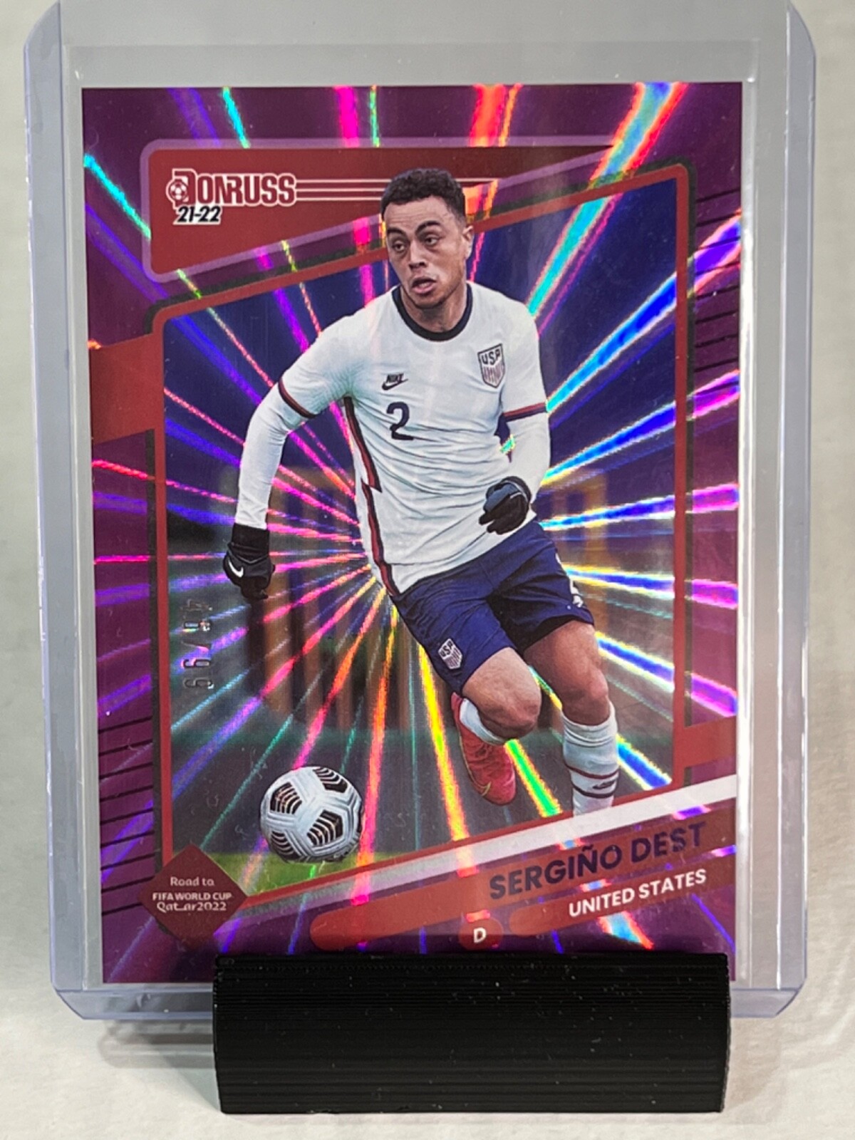 2021-22 Donruss Road to Qatar Sergino Dest /99 Purple LASER USMNT