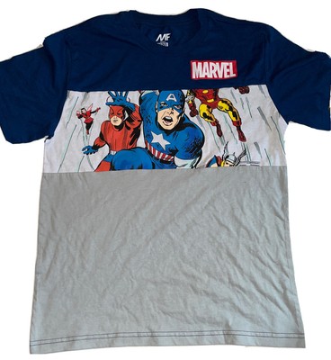 NWT Marvel Comics Retro Avengers comic panel art Two-Tone Boys t-shirt Size L