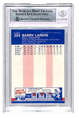 その他 BARRY LARKIN 04 FLEER CLASSIC CLIPPINGS Barry Larkin Signed 1987 Fleer #204 Slab Trading Card