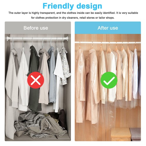 10PCS Clear Suit Cover Hanging Garment Storage Bag Dress Clothes Coat Dust-proof - Picture 6 of 12