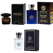 3pc Mini Gift Set Versace Crystal Noir, Dylan Blue, Pour Homme, 5ml/0.17oz, NEW!