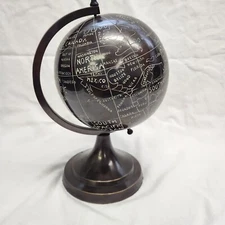 Bed Bath & Beyond Small Heavy Bronze Color Metal Carved Globe 