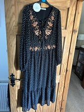 Lovely Black And Brown SHEIN Embroidered Maxi Dress 2xl 20 22
