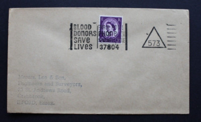 Triangle Postmarks 'Blood Donors Newca' North Shields, Northumberland 573 Triangle ...