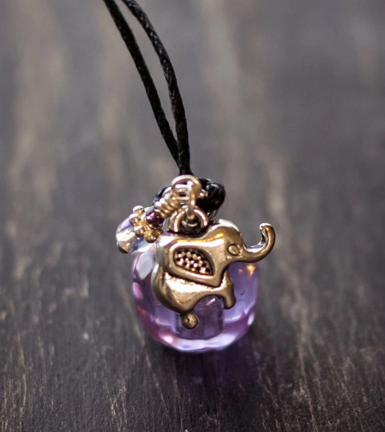 Child Elephant Essential Oil Aromatherapy Diffuser Necklace Purple