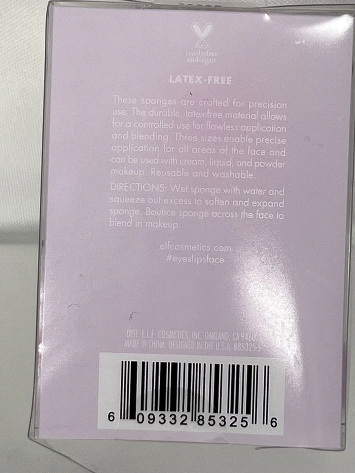 E.L.F. Complexion Sponge Trio, 3 Sponges For Precise Coverage Box Damage fresh Foto 3 de 3