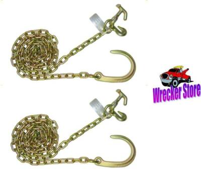 8' G70 J Hook & Hammerhead Tow Chain Set For Wrecker Rollback Tow Truck (Pair)