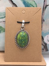 2 Lime Turquoise Gemstone Pendant Bail 925 Silver Plated Handmade 3149