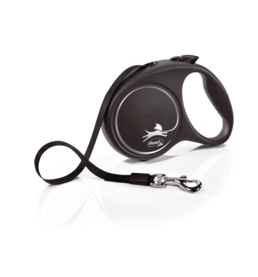 Flexi Black Design Hundeleine 5m schwarz - Gurtleine Rollleine Leine Hund 
