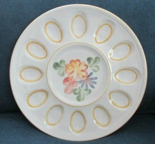 Lousiville Stoneware Country Flower Yellow 13 1/2" Deviled Egg Tray Plate