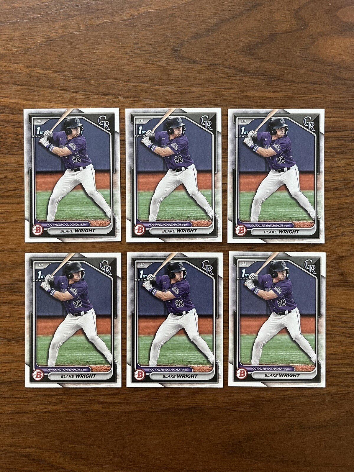 2024 Bowman Draft Paper Blake Wright Colorado Rockies #BD-27 6 Card Lot