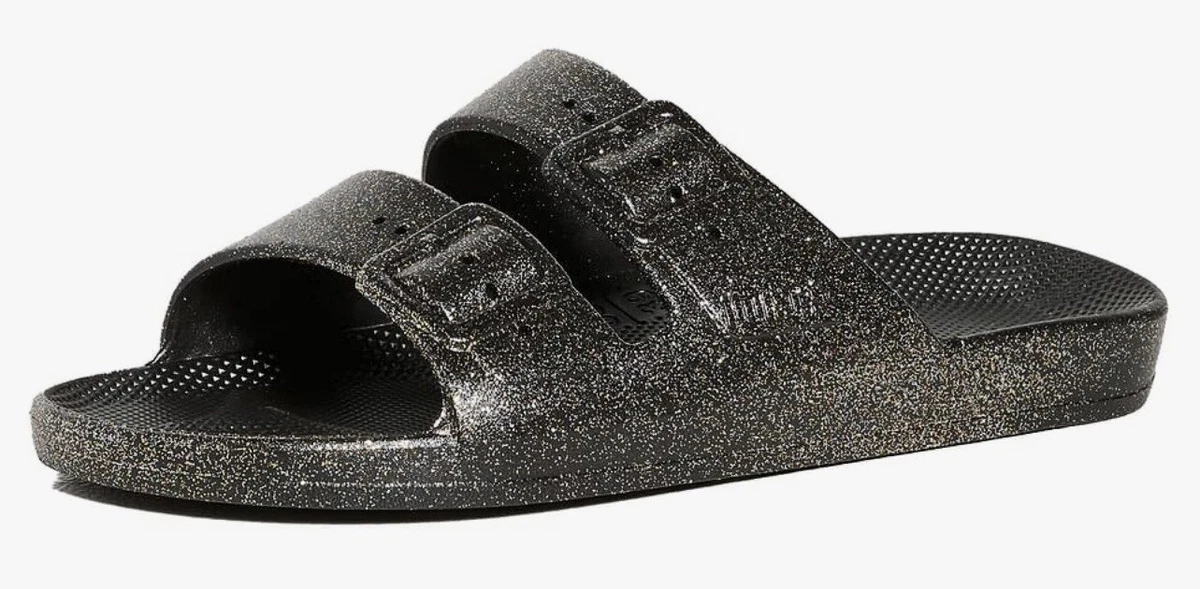 NWT Freedom Moses Two Band Slides Celeste Black EU Size 40 41 US