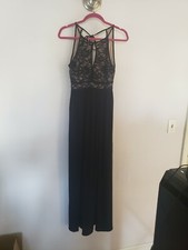 NW Nightway Womens Black Nude Lace Sequined Formal Evening Gown Size 6P Dress