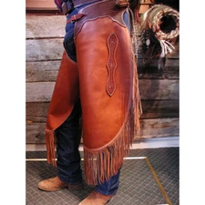 Custom Geometric Trim  Chink Western Leather Chaps, Leather Chinks western
