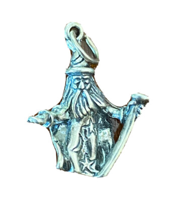 Sterling Silber 3D 17x21mm Zauberer mit Mond und Sternen auf Grabtuch Harry Potter Charm