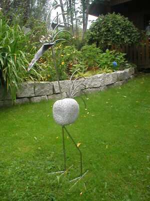 Edler Steinvogel aus Edelstahl und Granitstein ca. 1,10 m hoch